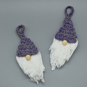 Crochet Gnome Ornaments Handcrafted Set Of Two